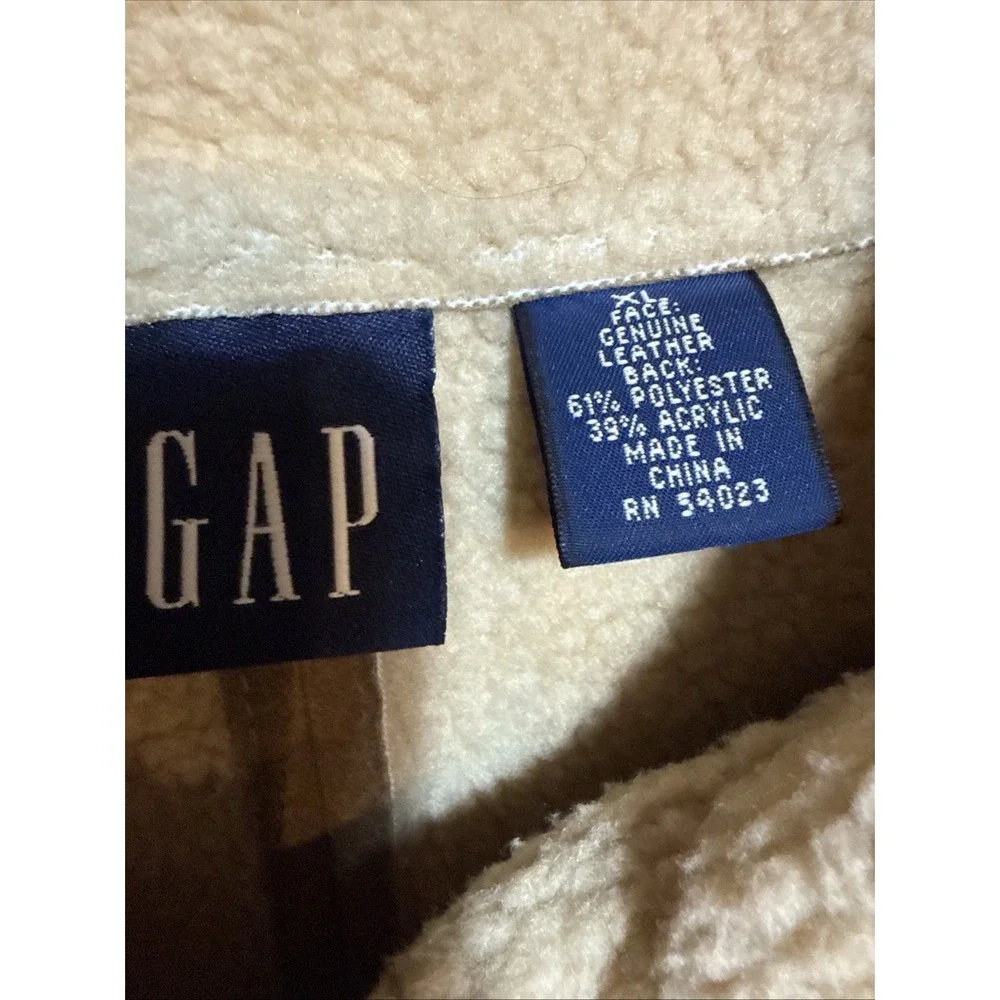 VTG Gap Suede Jacket Sherpa Women's XL Tan Brown Leather‎ Western Full Zip Y2K